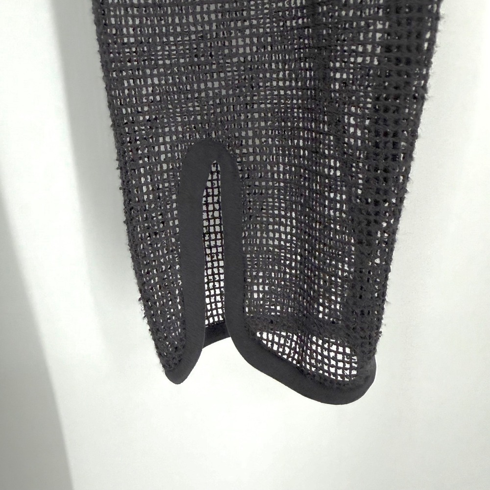 L'AGENCE Renee Dress Black Silk Mesh Long Sleeve Shift Midi Round Neck 10 - Picture 8 of 16